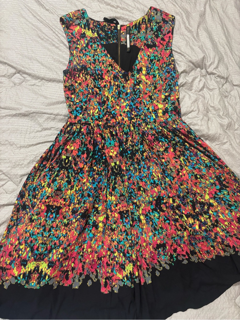 Tracy Reese Girls' Black Floral Splash Fit-and-Flare Dress